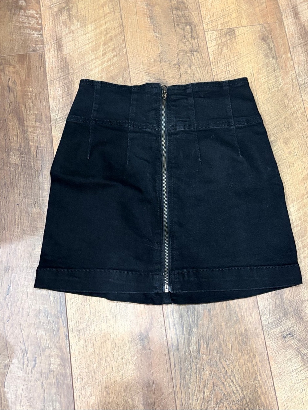 Free People Denim Zip-Up Mini Skirt